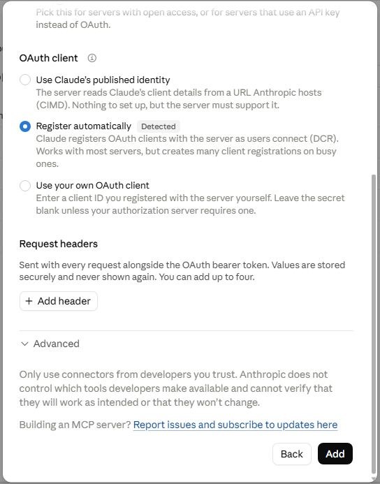 The bottom of the dialog with the Add button